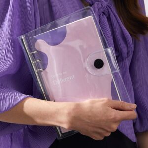 Versatile A5 Clear PVC Binder Case with Easy-Remove Backing Ideal Organizer for Journals and Planners