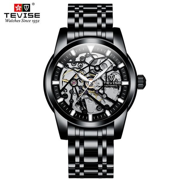 TEVISE Mechanical Watch Tourbillon Hollow-out Design Luminous Function Automatic High-end Business Brand Wristwatch T025 T9005E
