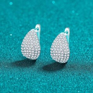 S925 Sterling Silver Moissanite Pear-Shaped Earrings, Simple & Elegant, Perfect for Fashion and Special Occasions
