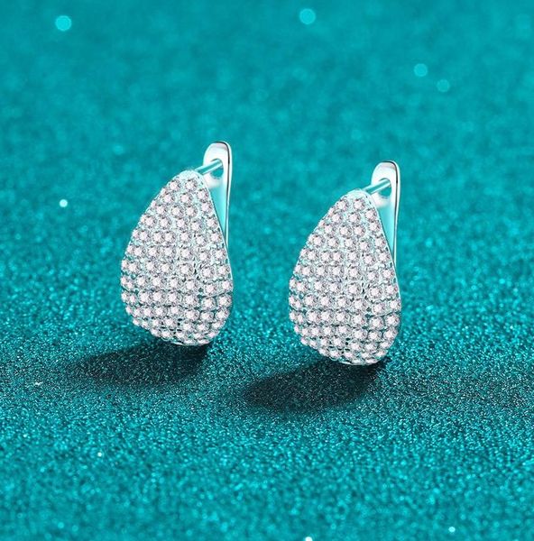 S925 Sterling Silver Moissanite Pear-Shaped Earrings, Simple & Elegant, Perfect for Fashion and Special Occasions