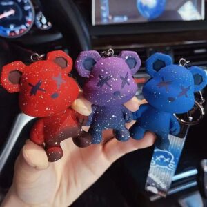 Cartoon bear figurine keychain, couple bag charm, car accessory