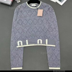 Women Sweater Autumn Winter Casual Sweaters Letter Round Neck Fashionable Diamond Patterned Long Sleeved Knitted Sweater