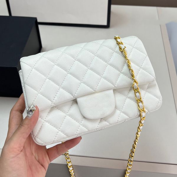 Designer Crossbody Bag Handbags For Women Leather Shoulder Bag Synthetic Leather Caviar Cowhide Classic Flap With Gold Chain White Purse Designer Handbag