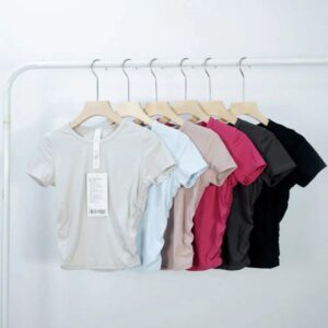 All lt Takes Ridded Women Short Sleeve Yoga Shirts Gym Slim Quick Dry Crop Tops Fitness Sportswear Ladies Workout Clothes 5154