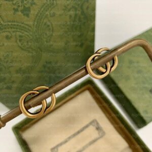 Chic Double Letter Charm Earrings With Gift Box Embossed Stamp Studs Eardrop Dangler For Women Party Anniversary 01