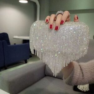 Fashion design tassel rhinestone dinner bag Clutch bag Skew straddle Bag Lady diamond-studded evening gown wedding banquet bag