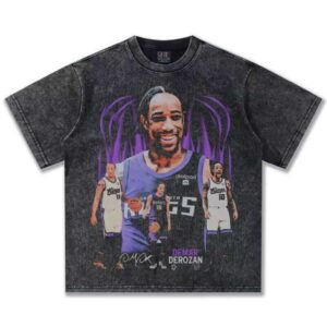 300g Spring Summer New Heavy Washed Cotton Small Collar Short Sleeve Loose Printed Unisex T-Shirt