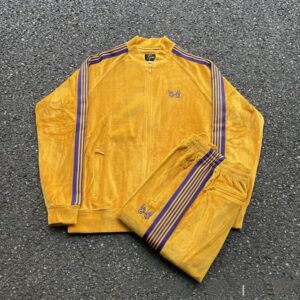 10A Designer Tracksuits Needles tracksuits Butterfly Velvet Cardigan Retro Ribbed Zipper Jacket Pants Sport Set