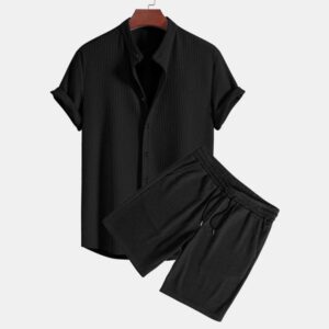 Fashion Mens Tracksuits Leisure loose multi-color beach outfit with pit stripe short sleeved two-piece set