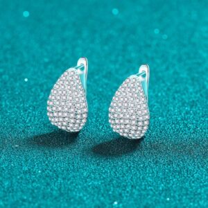 S925 Silver Moissanite Waterdrop Earrings with Pear Shape Design for Elegant and Trendy Look