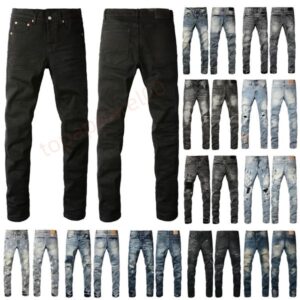 Amirjeanss Mens Trousers Purples Denim Designer Jeans Men Black Pants High-End Quality Straight Retro Ripped Biker Jean Slim Fit Motorcycle Clothing 8C0