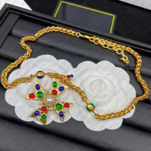 Elegant Luxury Vintage Style Necklace and Necklaces Chain Link Jewelry Jewellery Pendant with Colorful Gemstone Charm Creative Design High End Artisan