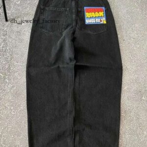 Men's Shorts Streetwear Empyre Jeans Y2K Hip Hop Gothic Cartoon Graphic Embroidered Baggy Black Pants Mens Womens Wide Leg Trouser 1c2