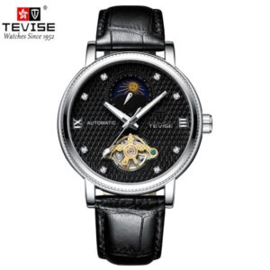 TEVISE Mechanical Watch Automatic Movement Genuine Leather Strap Luminous Function Mens W Watch T026-612