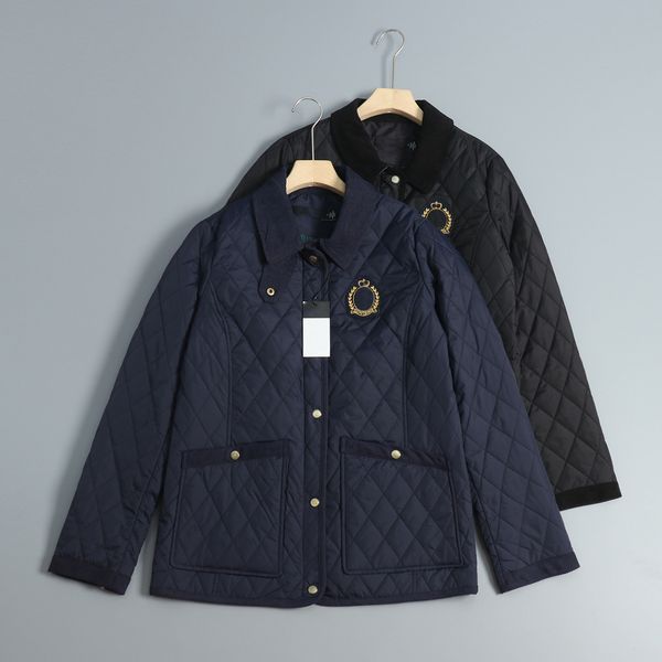 Designer womens Jackets Lingge pattern lapel Women's cotton jacket with cotton collar slimming and lightweight Lingge cotton jacket