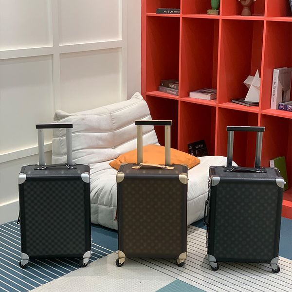 Genuine Leather Suitcase Designer Luggage with wheels Luxury Boxes Trolley Case Travel Bag Aluminum Alloy Suitcases Boarding Case Password Box