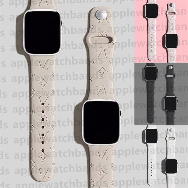 Designer Apple Watch Band Liquid Silicone Watchbands For applewatch series 9 10 8 7 6 5 SE Ultra iwatch bands 38 40 41 42 44 45 49 mm Eming Sports Smart Straps