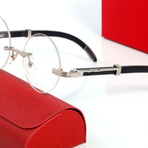 Silver Designer Sunglasses for Women Mens Sonnenbrille Metal Hinge Sunglass Round Brands Carti Sun Glasses UV400 Lens Unisex Wooden Eyeglasses With Boxes Lunettes