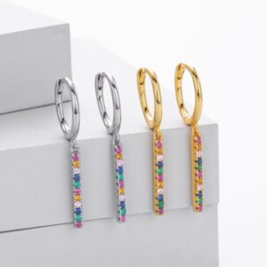 S925 pure silver zirconium strip-shaped earrings – INS – Cool and minimalist design – Women's ear studs