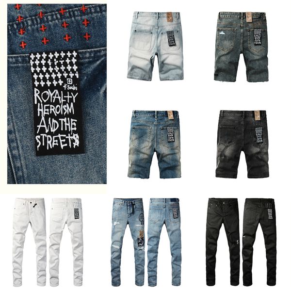 designer KSUBI jeans for mens jean ksubi short pants men trends distressed black ripped biker slim fit motorcycle sweatpants