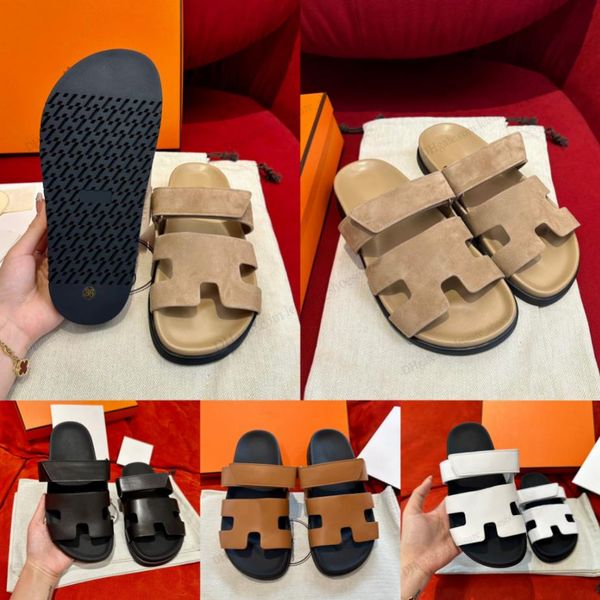 Designer Chypre Slippers Beach Classic Flat Chypre Sandals Luxury Summer Lady Leather Flip Flops Top Quality Men Women Chypre Slides Size 35-44