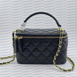 Ladies' Handheld Makeup Bag Lingge Single Shoulder Cross Shoulder Chain Bag Solid Color Retro Bag Large Capacity Box Bag