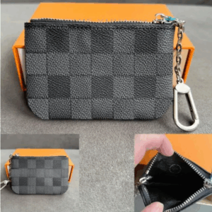 sic Graphite Wallet Bag Card Holder Case Passport Key Pouch Wristlets Mens Keychain Zipper Pocket