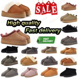 Fast delivery uggstasmans snow boots Tasman slippers platform Boot tazz slide mustard seed ultra slipper chestnut suede men shoes womens winter ankle booties 36-44