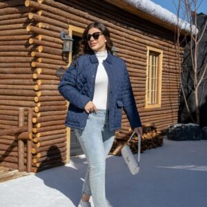 Large Size Men's and Women's Quilted Down Jacket – Warm Winter Jacket with Lapel, Button Closure and Jacket, Casual Winter Jacke