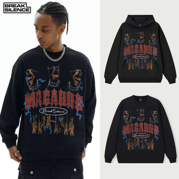 Hellhound American Solid Color Hooded Sweatshirt Unisex Cross-Border Autumn Winter Heavy Collar