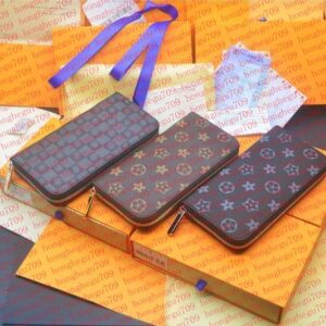 designer Zipper leather Wallets Pocket wallets long single zipper Classic Letters coin purse card holder plaid s mens designers women wallet