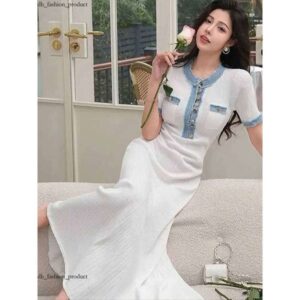 Sandro Dress For Woman Ele V Neck Skrit Denim Knitted Long Dress Women Fashion Short Summer Dress Sve Buttons Dresses 2025 Chic Office Lady Pockets Robes 8fa 2d6