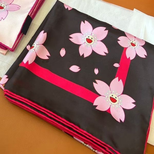 silk scarf multicolor square bandeau silk new square scarf Murakami designer women brand neck tie designer scarf for women hair thin scarves neck fashion classic 02