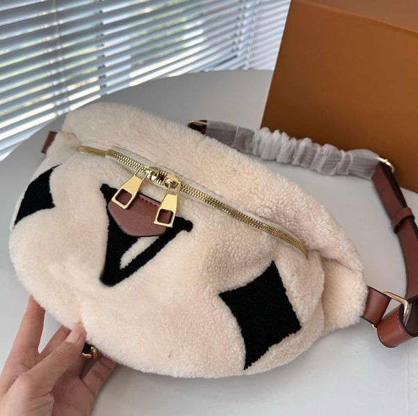 Designer waist bags women luxury handbag cross body fashion with letter pattern lamb wool shoulder bagss mens chest bag