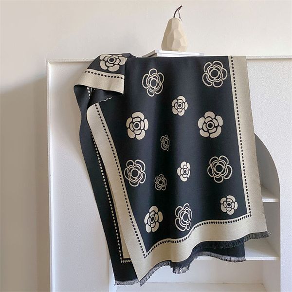Camellia Silk Scarf for Women - Winter High-Class, Versatile, Thick and Warm Neckwear for Air Conditioner, Small Chic Wrap