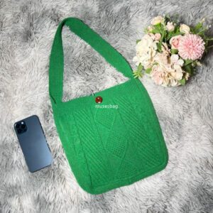 New knitting bag wool bag simple knitting bag shoulder bag solid color tote bag Fried Dough Twists bag vintage bag women bag fashion