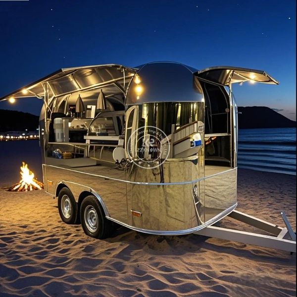Street Trailer Coffee Van Catering Cart Burgers Fries BBQ Bus Mobile Food Truck with DOT Certification