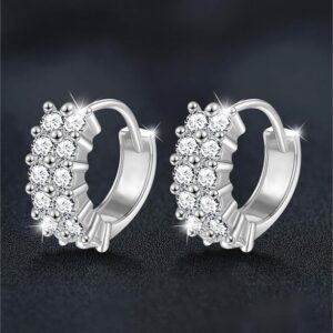 Elegant Double Row Moissanite Earrings – 925 Sterling Silver, Dazzling Sparkle, Hypoallergenic, Perfect Gift for Her