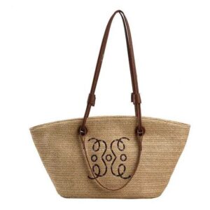 French straw 2023 new womens pastoral style hand-woven tote seaside holiday portable women shoulder bag S2569