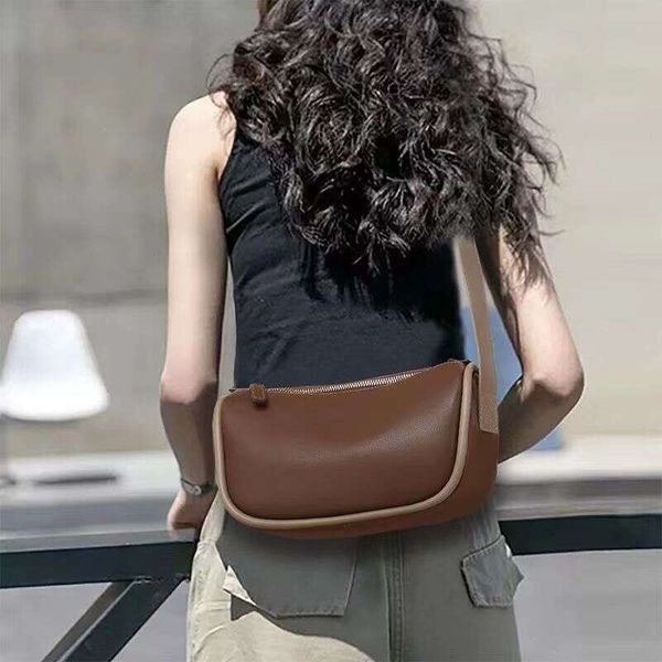 Genuine leather cowhide high-end handbag 2025 new summer casual crossbody versatile shoulder dumpling bag for women