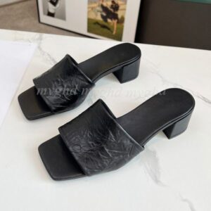 Top Quality Women's Slippers Wrinkled Leather Medium Heel Thick/Thin Heels EUR 35-42 26368