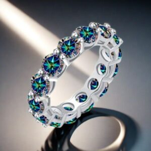 S925 sterling silver full circle 0.5CT colorful Moissanite fashionable artificial diamond band ring Fashionable individual best-selling style jewelry band ring