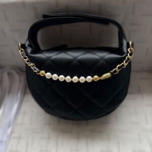 Cross Body Bag Designer Bag Shoulder Bag Half Moon Makeup Bag High Quality Genuine Leather Cowhide Gold Pearl Chain Designer Crossbody Bags Women Black Handbag