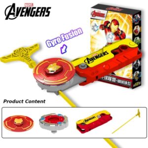 Marvel Avengers Iron Man Style Beyblade Battle Game Beyblade Launcher 4PCS Fidget Spinner Movie Peripheral Toy Set Boys Boys Birthday Gifts Collectible Toy