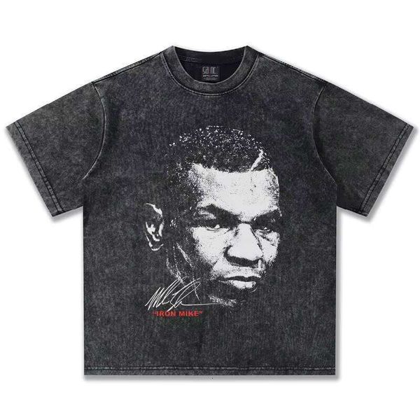 100% Cotton New Oversized Washed T-Shirt Short Sleeve Printed Casual Loose Men's