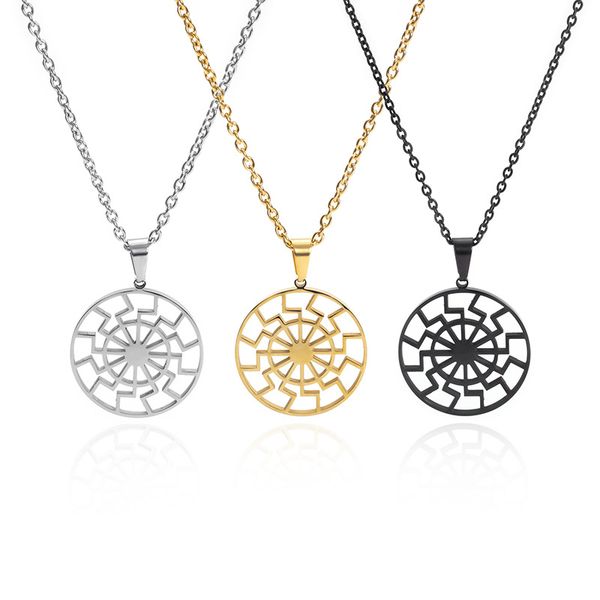 Slavic sun lightning symbol titanium steel necklace pendant European and American popular jewelry