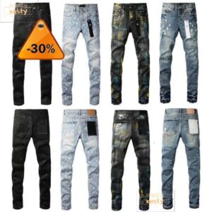 Classic Black Purples Mens Streetwear Daily All-Match Slim Stretch Straight Trousers Casual Trend Brands Denim High Street Jeans Pants Fashionable 9Ec