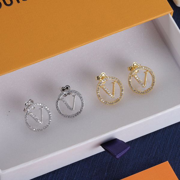 Luxury Gold Earring Designer Earrings 18K Gold Plated for Women Ear Studs Crystal Rhinestone Jewelry Earring Party Gift Jewelry