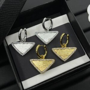 Fashion Brand Designers Letters Stud Triangle Earrings Hoop Stud 18k gold Women Luxury Design Crystal Earring Wedding Party Jewelry