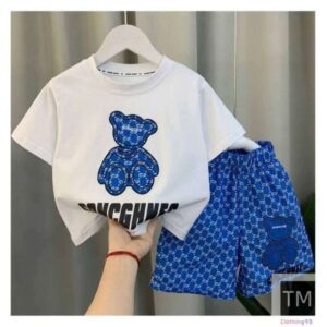 Clothing Sets Boys Summer Suit 2025 New Cotton Short Sleeve Top Ice Silk Shorts Medium Size Childrens Fashionable Two Piece Set Y250228